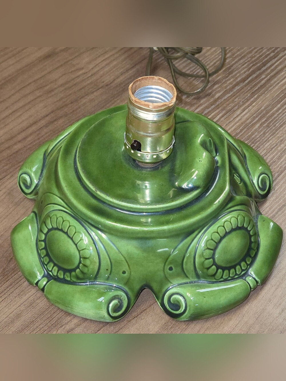 Vintage Ceramic Christmas Tree Base Lighted Atlantic Mold Green WORKS - Picture 3 of 10